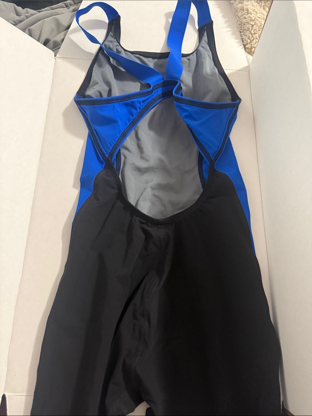 Speedo Black and Royal Blue One-Piece Racing Swimsuit - Picture 3 of 5